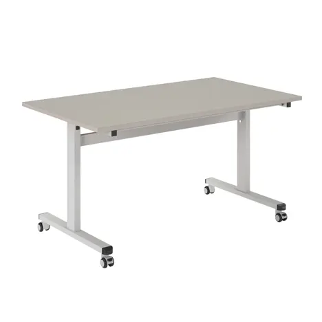 Pro Flip Rectangular Table - W1400 x D800 x H725mm - White Legs - Light Grey